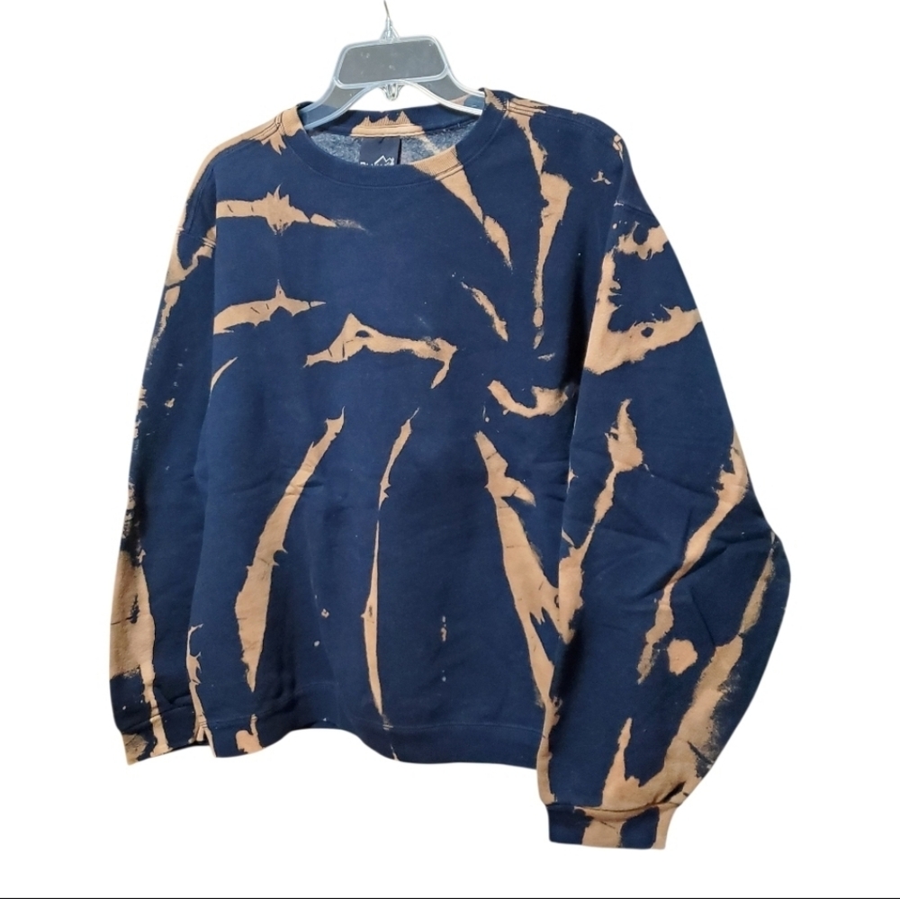 Men's Reverse Tie-Dye   Crewneck Sweatshirt Navy By Pluma Outdoors Size Lg